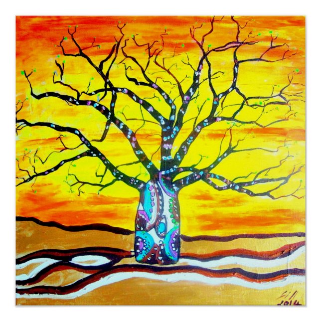 Pôster Boab Dourado - uma arte de designer contemporânea  (Frente)