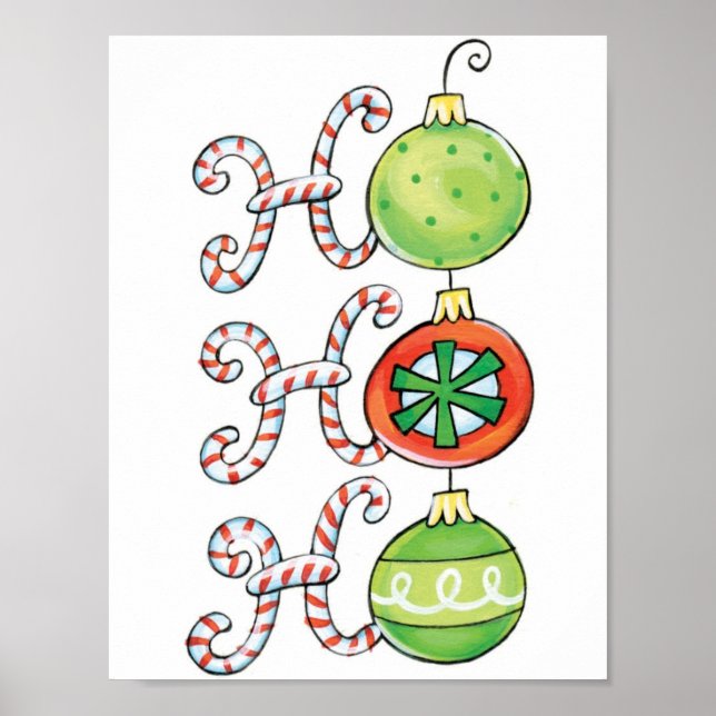 Poster Boas Festas De Natal Ho Ho, Canes De Candy (Frente)