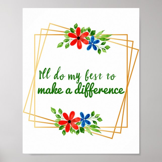 Poster boas intenções citações positivas para a aceitação (Frente)