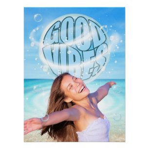 Pôster Boas Vibes Inspirational Beach Poster