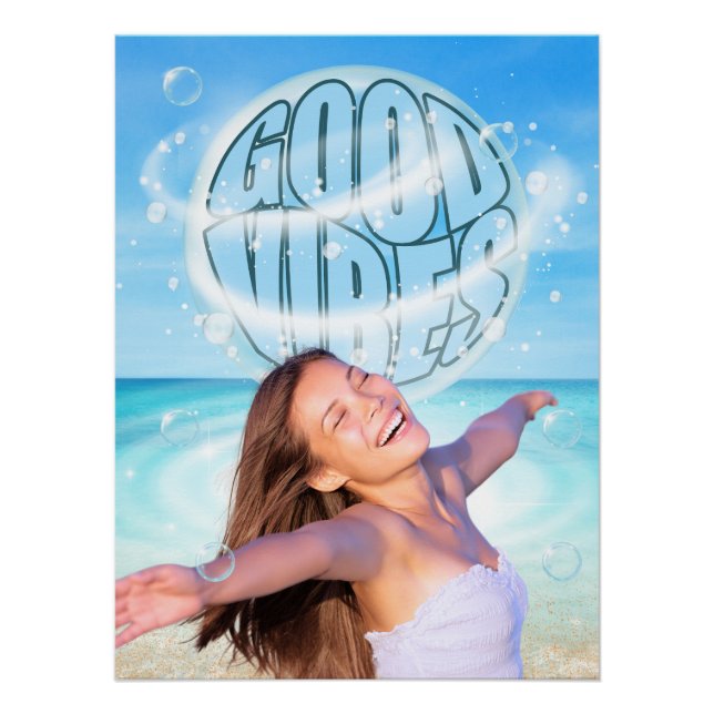 Pôster Boas Vibes Inspirational Beach Poster (Frente)