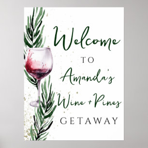 Poster Boas-vindas à Bachelorette de Vinho e Pinheiros