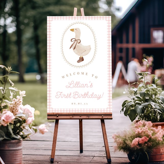 Poster Boas-vindas a bobo Gingham Pink (Criador carregado)