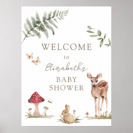 Poster Boas-vindas a Chás de fraldas de animais florestai