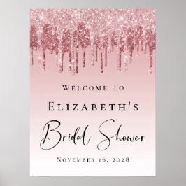 Poster Boas-vindas à Chuvinha de Presentes Rosa Dourado c