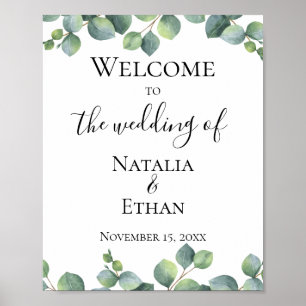 Poster Boas-vindas a Eucalyptus Foliage Wedding