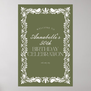 Poster Boas-vindas à Festa de Aniversário com Azulejos Ta