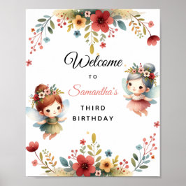 Poster Boas-vindas à Festa de aniversário de jardim de fa