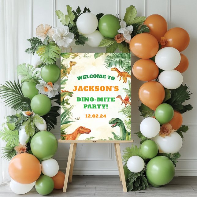 Poster Boas-vindas à Festa de aniversário Dinossaur (Criador carregado)
