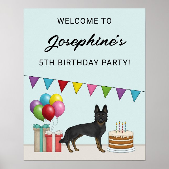 Poster Boas-vindas à Festa de aniversário German shepherd (Frente)