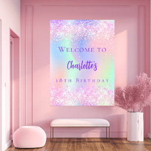Poster Boas-vindas à festa de aniversário holográfica ros