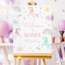 Poster Boas-vindas à Festa de aniversário Magia do Arco-Í