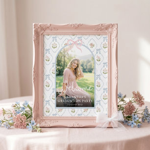 Poster Boas-vindas à Festa de Formatura com Laço Rosa de