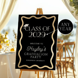 Poster Boas-vindas à Festa de Formatura Wave Black Gold