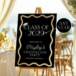 Poster Boas-vindas à Festa de Formatura Wave Black Gold