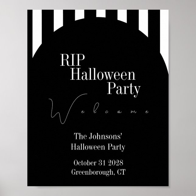 Poster Boas-vindas à Festa de Halloween com Listras Preta (Frente)