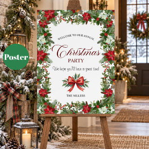 Poster Boas-vindas à Festa de Natal com folhagens de Poin