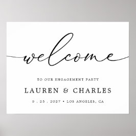 Poster Boas-vindas à Festa de noivado de Script Elegante