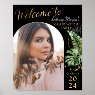Poster Boas-vindas à graduação em arco Dourado tropical p