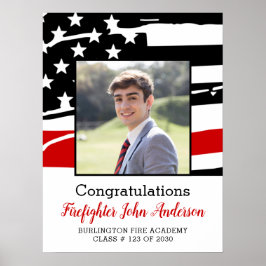 Poster Boas-vindas à graduação fina da linha vermelha com