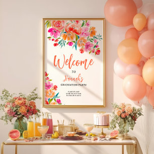 Poster Boas-vindas à graduação pintada à mão com uma fend