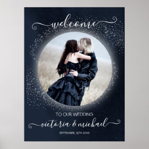 Poster Boas-vindas à Lua Cheia Celestial e Estrelas Foto