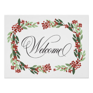 Pôster Boas-vindas à Mão de Natal Pintada