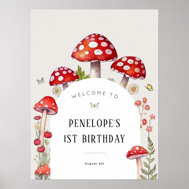Poster Boas-vindas a Mushroom Woodland Cottage Birthday (Frente)