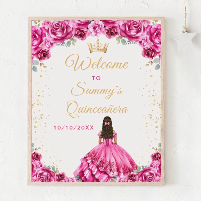 Poster Boas-vindas à Princesa Rosa Quinceañera (Criador carregado)