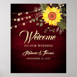 Poster Boas-vindas a Sunflower Rustic Wedding