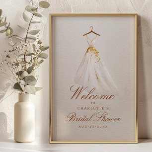 Poster Boas-vindas acessíveis para Chá de Noiva - Vestido