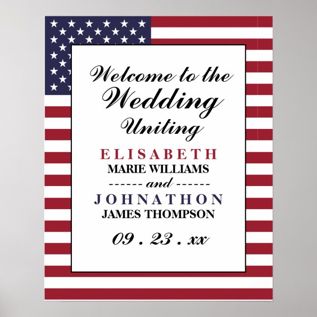 Poster Boas-vindas ao American Flag Wedding (Frente)