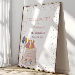 Poster Boas-vindas ao Aniversário de 1 ano das Gêmeas Pas