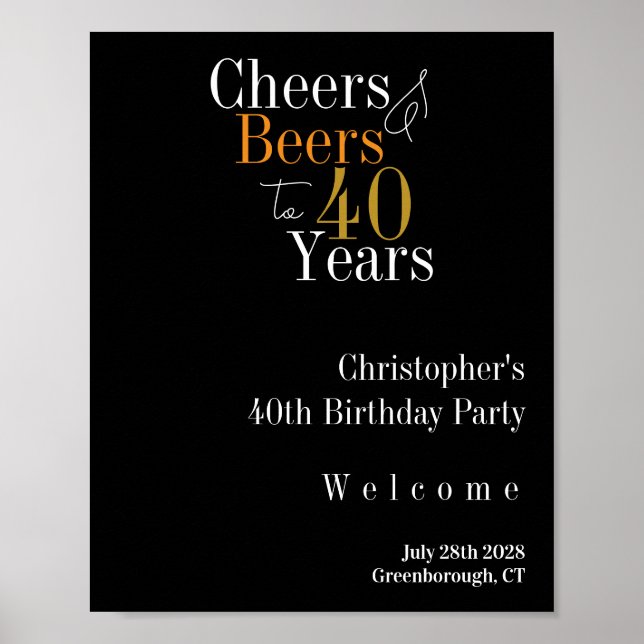 Poster Boas-vindas ao aniversário de 40 anos Cheers and B (Frente)