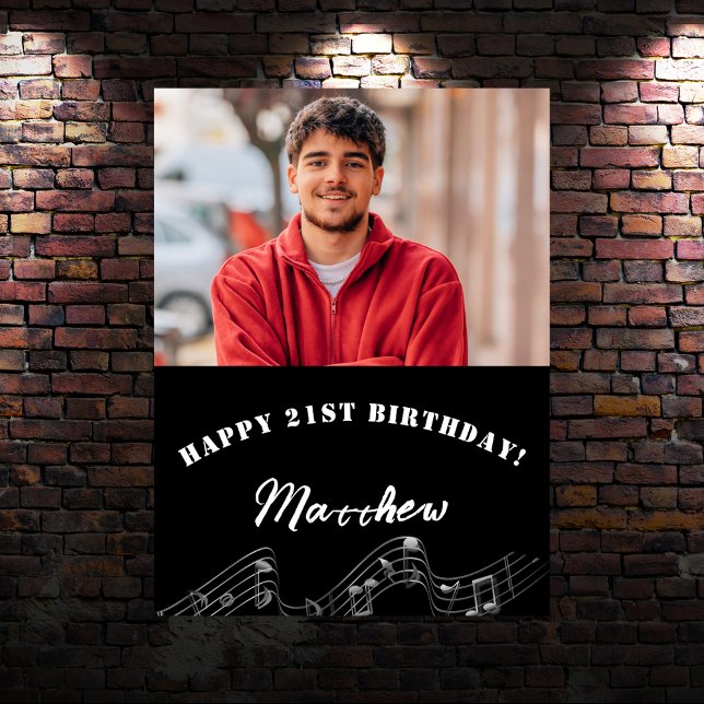 Poster Boas-vindas ao aniversário de música personalizada (Criador carregado)