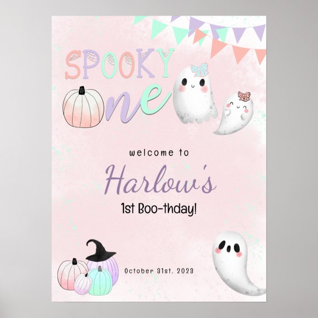 Poster Boas-vindas ao Aniversário do Pastel Halloween (Frente)
