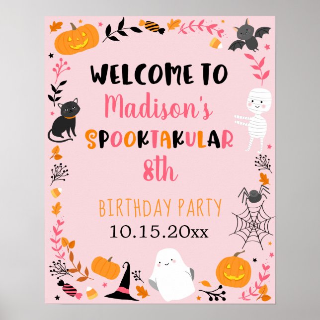 Poster Boas-vindas ao Aniversário Spooktacular do Hallowe (Frente)