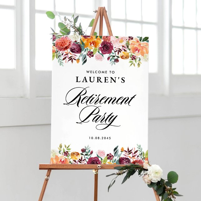 Poster Boas-vindas ao Autumn Bloomes Floral Retirement Pa (Criador carregado)