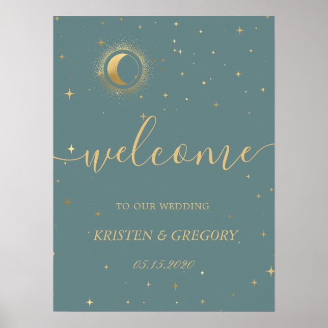 Poster boas-vindas ao casal celestial do crescent gold (Frente)