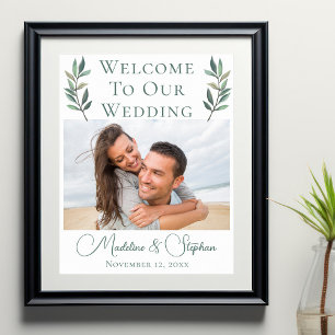 Poster Boas-vindas ao Casal de Casamento Botânico Elegant