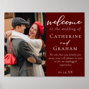 Poster Boas-vindas ao Casal Elegante Burgundy