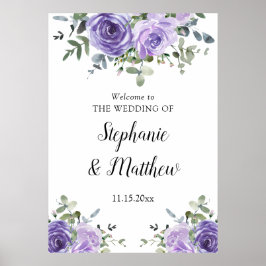 Poster Boas-vindas ao Casamento Botânico Eucalipto Roxo D