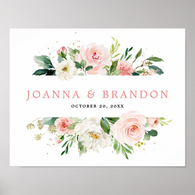 Poster Boas-vindas ao Casamento Botânico Moderno Floral C (Frente)