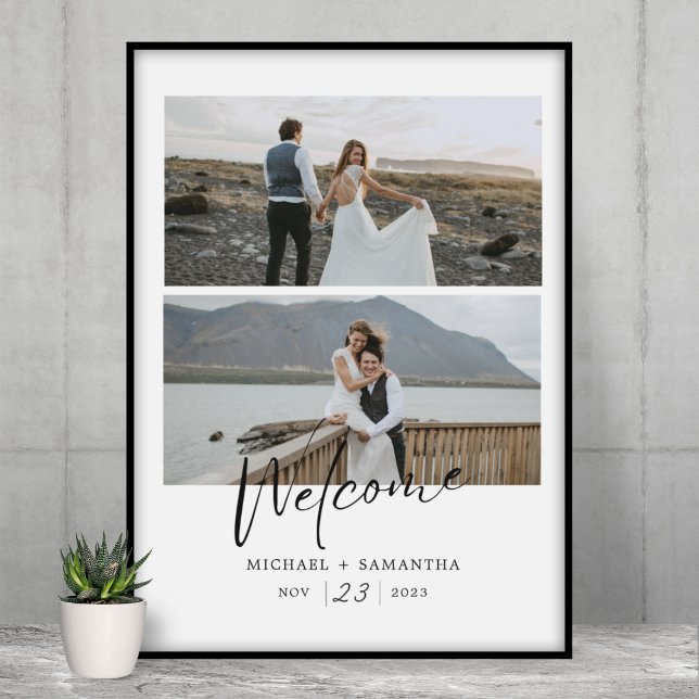 Poster Boas-vindas ao Casamento Branco e Preto do Script  (Criador carregado)