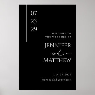 Poster Boas-vindas ao casamento branco e preto moderno