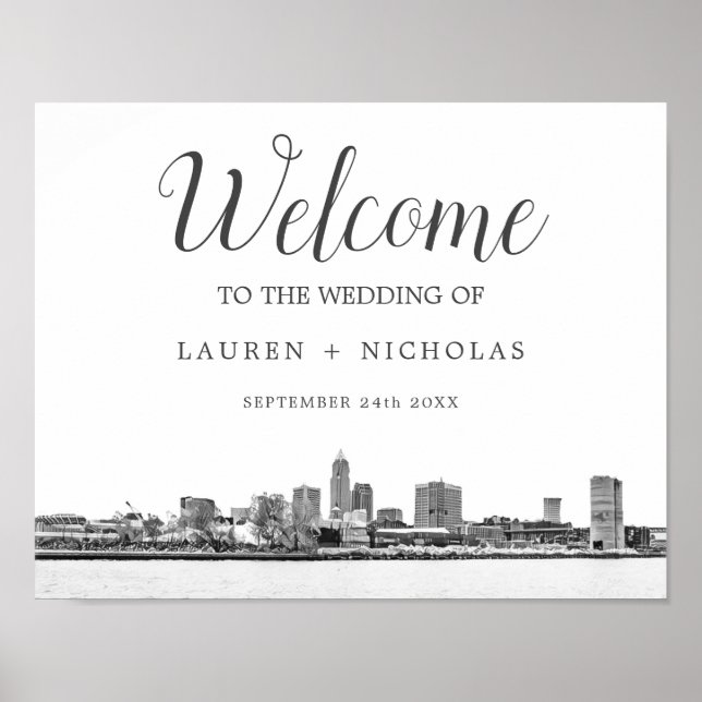 Poster Boas-vindas ao Casamento Cleveland Skyline Persona (Frente)