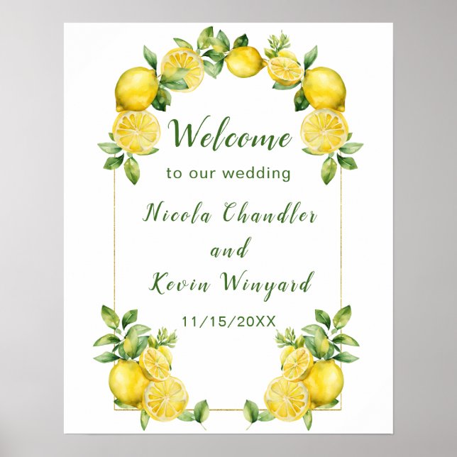 Poster Boas-vindas ao casamento com Lemon Greenery (Frente)