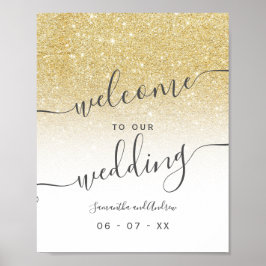 Poster Boas-vindas ao casamento com o glitter branco de o