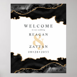 Poster Boas-vindas ao casamento da Agata de Marble Preta 