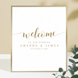 Poster Boas-vindas ao casamento da caligrafia Dourada mod